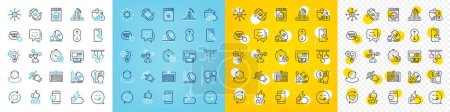 Illustration for Vector icons set of 5g internet, Seo idea and Excise duty line icons pack for web with Parking garage, Smile face, Smartphone repair outline icon. Quick tips, Ceiling lamp. Vector - Royalty Free Image