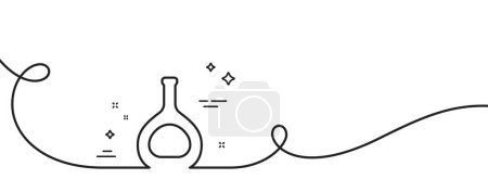 Illustration for Cognac bottle line icon. Continuous one line with curl. Brandy alcohol sign. Cognac bottle single outline ribbon. Loop curve pattern. Vector - Royalty Free Image