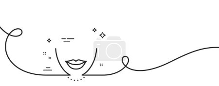 Illustration for Chin line icon. Continuous one line with curl. Plastic surgery sign. Neck lift symbol. Chin single outline ribbon. Loop curve pattern. Vector - Royalty Free Image
