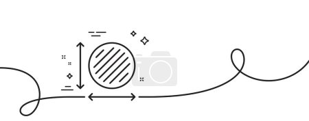 Illustration for Circle area line icon. Continuous one line with curl. Territory dimension sign. Round lap measurement symbol. Circle area single outline ribbon. Loop curve pattern. Vector - Royalty Free Image