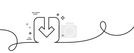 Illustration for Load document line icon. Continuous one line with curl. Download arrowhead symbol. Direction or pointer sign. Load document single outline ribbon. Loop curve pattern. Vector - Royalty Free Image