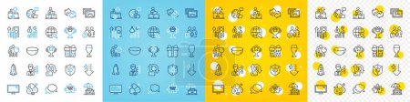 Illustration for Vector icons set of Winner cup, Inflation and Salary line icons pack for web with Outsource work, Online storage, Monitor outline icon. Energy drops, Bowl dish, Rocket pictogram. Vector - Royalty Free Image