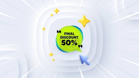 Illustration for Final discount banner. Neumorphic offer 3d banner, poster. Sale sticker bubble. Coupon tag icon. Final discount promo event background. Sunburst banner, flyer or coupon. Vector - Royalty Free Image