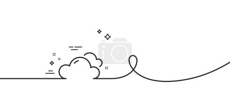 Illustration for Cloudy weather line icon. Continuous one line with curl. Clouds sign. Sky symbol. Cloudy weather single outline ribbon. Loop curve pattern. Vector - Royalty Free Image