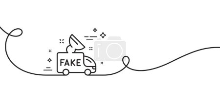Illustration for Fake news line icon. Continuous one line with curl. Propaganda truck sign. Wrong truth symbol. Fake news single outline ribbon. Loop curve pattern. Vector - Royalty Free Image