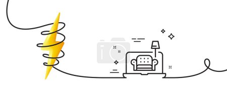 Illustration for Furniture line icon. Continuous one line with curl. Buying a sofa sign. Interior design symbol. Furniture single outline ribbon. Loop curve with energy. Vector - Royalty Free Image
