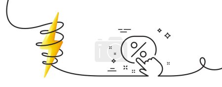 Illustration for Discount button line icon. Continuous one line with curl. Sale offer sign. Promotion price symbol. Discount button single outline ribbon. Loop curve with energy. Vector - Royalty Free Image