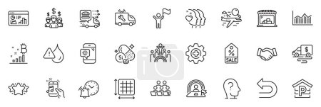 Photo for Icons pack as Waterproof, Money diagram and Square area line icons for app include Teamwork, Leadership, Lgbt outline thin icon web set. Psychology, Search flight, Undo pictogram. Vector - Royalty Free Image