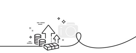 Illustration for Inflation line icon. Continuous one line with curl. Growth or Increase price sign. Change money symbol. Inflation single outline ribbon. Loop curve pattern. Vector - Royalty Free Image