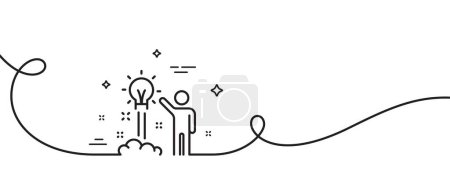 Illustration for Creative idea line icon. Continuous one line with curl. Human launch startup sign. Inspiration symbol. Creative idea single outline ribbon. Loop curve pattern. Vector - Royalty Free Image