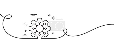 Illustration for Execute line icon. Continuous one line with curl. Maintenance service sign. Network symbol. Execute single outline ribbon. Loop curve pattern. Vector - Royalty Free Image
