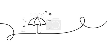 Illustration for Waterproof umbrella line icon. Continuous one line with curl. Water resistant sign. Rain protection symbol. Waterproof umbrella single outline ribbon. Loop curve pattern. Vector - Royalty Free Image