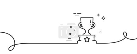 Illustration for Winner cup line icon. Continuous one line with curl. Award trophy sign. Best achievement symbol. Winner cup single outline ribbon. Loop curve pattern. Vector - Royalty Free Image
