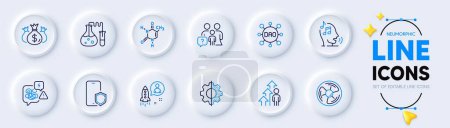 Photo for Family questions, Air fan and Check investment line icons for web app. Pack of Chemical formula, Voicemail, Transform pictogram icons. Employee result, Startup, Dao signs. Stress. Vector - Royalty Free Image