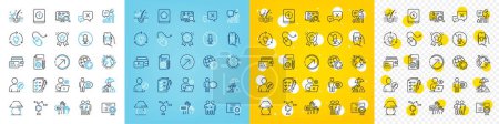 Illustration for Vector icons set of Idea, Edit user and Direction line icons pack for web with Bid offer, No microphone, Computer mouse outline icon. Certificate, Power bank, Reject pictogram. Vector - Royalty Free Image