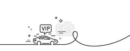 Illustration for Vip transfer line icon. Continuous one line with curl. Very important person transport sign. Luxury taxi symbol. Vip transfer single outline ribbon. Loop curve pattern. Vector - Royalty Free Image