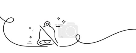 Illustration for Mute line icon. Continuous one line with curl. Bell alert sign. No sound symbol. Mute single outline ribbon. Loop curve pattern. Vector - Royalty Free Image