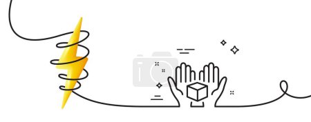 Illustration for Hold open box line icon. Continuous one line with curl. Delivery parcel sign. Cargo package symbol. Hold box single outline ribbon. Loop curve with energy. Vector - Royalty Free Image