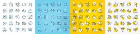 Illustration for Vector icons set of Volunteer, Cursor and Insomnia line icons pack for web with Mental health, Employee benefits, Music outline icon. Business growth, Writer, Launch project pictogram. Vector - Royalty Free Image