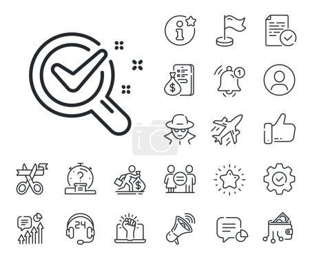 Illustration for Laboratory research sign. Salaryman, gender equality and alert bell outline icons. Chemistry lab line icon. Analysis symbol. Chemistry lab line sign. Spy or profile placeholder icon. Vector - Royalty Free Image