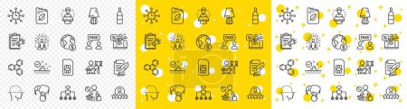 Illustration for Outline Restructuring, Auction and Travel loan line icons pack for web with Megaphone checklist, Skin care, Human rating line icon. Chemical formula, Sim card, Feather signature pictogram icon. Vector - Royalty Free Image
