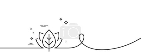 Illustration for Organic tested line icon. Continuous one line with curl. Bio cosmetics sign. Fair trade symbol. Organic tested single outline ribbon. Loop curve pattern. Vector - Royalty Free Image