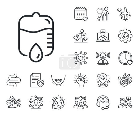 Illustration for Medical equipment sign. Online doctor, patient and medicine outline icons. Medicine drop counter line icon. Drop counter line sign. Veins, nerves and cosmetic procedure icon. Intestine. Vector - Royalty Free Image