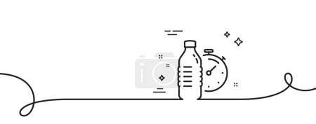 Illustration for Fitness water line icon. Continuous one line with curl. Training drink time sign. Gym fit bottle symbol. Fitness water single outline ribbon. Loop curve pattern. Vector - Royalty Free Image