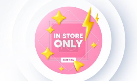 Illustration for In store sale tag. Neumorphic promotion banner. Special offer price sign. Advertising discounts symbol. Store sale message. 3d stars with energy thunderbolt. Vector - Royalty Free Image