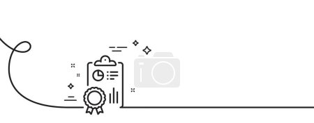 Illustration for Inspect line icon. Continuous one line with curl. Quality research sign. Verification report symbol. Inspect single outline ribbon. Loop curve pattern. Vector - Royalty Free Image