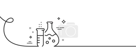 Ilustración de Icono de línea de frasco de química. Continuo una línea con rizo. Signo de laboratorio. Símbolo de laboratorio. Frasco de química cinta de un solo contorno. Patrón de curva de bucle. Vector - Imagen libre de derechos