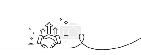 Illustration for Deal line icon. Continuous one line with curl. Business handshake sign. Investment growth chart symbol. Deal single outline ribbon. Loop curve pattern. Vector - Royalty Free Image