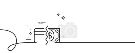 Illustration for Credit card or cash line icon. Continuous one line with curl. Payment methods sign. Payment methods single outline ribbon. Loop curve pattern. Vector - Royalty Free Image
