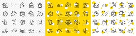 Illustration for Outline Judge hammer, Star and Internet pay line icons pack for web with Update time, Online buying, Market location line icon. Online storage, Strategy, Development plan pictogram icon. Vector - Royalty Free Image