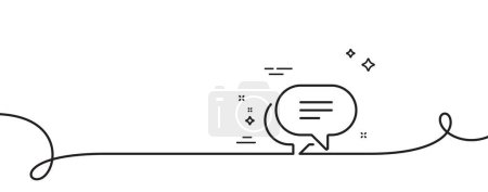 Illustration for Text message line icon. Continuous one line with curl. Chat comment sign. Speech bubble symbol. Text message single outline ribbon. Loop curve pattern. Vector - Royalty Free Image
