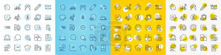 Illustration for Vector icons set of Education, Artificial intelligence and Pencil line icons pack for web with Cogwheel, Time change, Chat message outline icon. Medical analyzes, Puzzle, Write pictogram. Vector - Royalty Free Image
