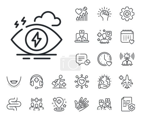 Illustration for Anxiety depression sign. Online doctor, patient and medicine outline icons. Stress line icon. Mental health symbol. Stress line sign. Veins, nerves and cosmetic procedure icon. Intestine. Vector - Royalty Free Image