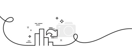 Illustration for Decreasing graph line icon. Continuous one line with curl. Column chart sign. Market analytics symbol. Decreasing graph single outline ribbon. Loop curve pattern. Vector - Royalty Free Image