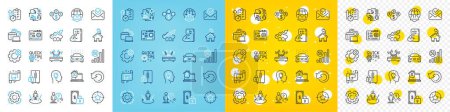 Illustration for Vector icons set of Architectural plan, Work home and Motherboard line icons pack for web with Software, Search employee, Wifi outline icon. Home, Timer, Recovery data pictogram. Co2. Vector - Royalty Free Image