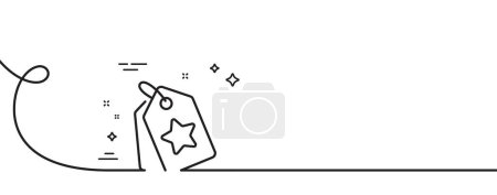 Illustration for Loyalty star tags line icon. Continuous one line with curl. Bonus points. Discount program symbol. Loyalty tags single outline ribbon. Loop curve pattern. Vector - Royalty Free Image