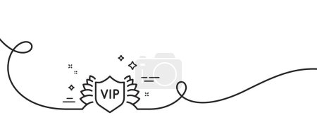 Illustration for Vip security line icon. Continuous one line with curl. Very important person protection sign. Member club privilege symbol. Vip security single outline ribbon. Loop curve pattern. Vector - Royalty Free Image