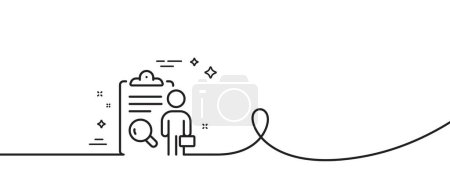 Illustration for Inspect line icon. Continuous one line with curl. Quality research sign. Verification review list symbol. Inspect single outline ribbon. Loop curve pattern. Vector - Royalty Free Image