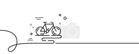 Ilustración de Icono de línea de bicicleta. Continuo una línea con rizo. Señal de ruta de bicicleta. Símbolo de pista ciclista. Cinta de un solo contorno de bicicleta. Patrón de curva de bucle. Vector - Imagen libre de derechos