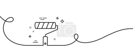 Illustration for Paint roller line icon. Continuous one line with curl. Wall roll brush sign. Painter tool symbol. Paint roller single outline ribbon. Loop curve pattern. Vector - Royalty Free Image
