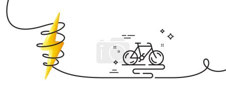 Téléchargez les illustrations : Icône de ligne de vélo. Continu une ligne avec boucle. Panneau de piste cyclable. Symbole de piste cyclable. Ruban à contour unique pour vélo. Courbe de boucle avec énergie. Vecteur - en licence libre de droit