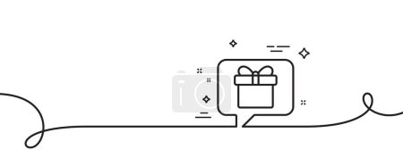 Illustration for Dreaming of Gift line icon. Continuous one line with curl. Present box sign. Birthday Shopping symbol. Package in Gift Wrap. Wish list single outline ribbon. Loop curve pattern. Vector - Royalty Free Image