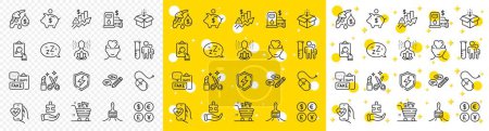 Illustration for Outline Rise price, Computer mouse and Sleep line icons pack for web with Filling station, Keywords, Grocery basket line icon. Piggy bank, Medical analyzes, Beauty pictogram icon. Vector - Royalty Free Image