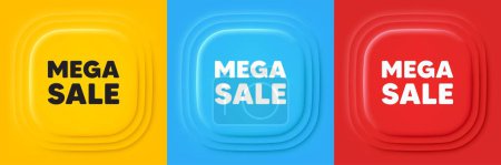 Illustration for Mega Sale tag. Neumorphic offer banners. Special offer price sign. Advertising Discounts symbol. Mega sale podium background. Product infographics. Vector - Royalty Free Image
