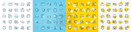 Illustration for Vector icons set of Augmented reality, Shirt and Leadership line icons pack for web with Engineering, Discounts, Comments outline icon. Dog feeding, Speech bubble, Household service pictogram. Vector - Royalty Free Image