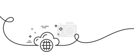 Ilustración de Icono de línea de computación en nube. Continuo una línea con rizo. Signo de almacenamiento de datos de Internet. Símbolo de tecnología de alojamiento. Cloud computing single outline ribbon. Patrón de curva de bucle. Vector - Imagen libre de derechos